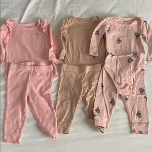 Pink and Tan Baby Girl Clothing Bundle 6-9months